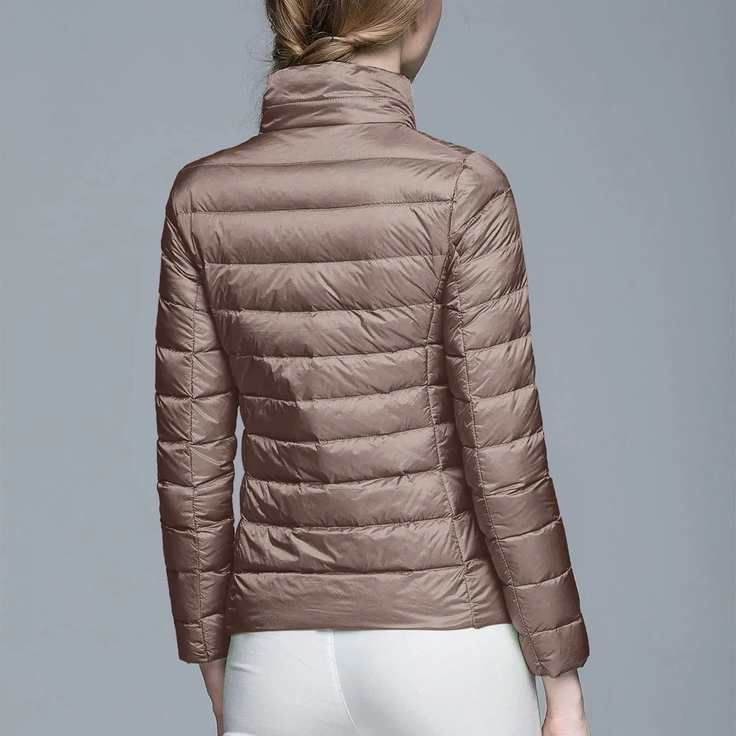 Women's Packable Ultra Light Weight Short Down Jacket Packable Full-Zip Short Puffer Jacket