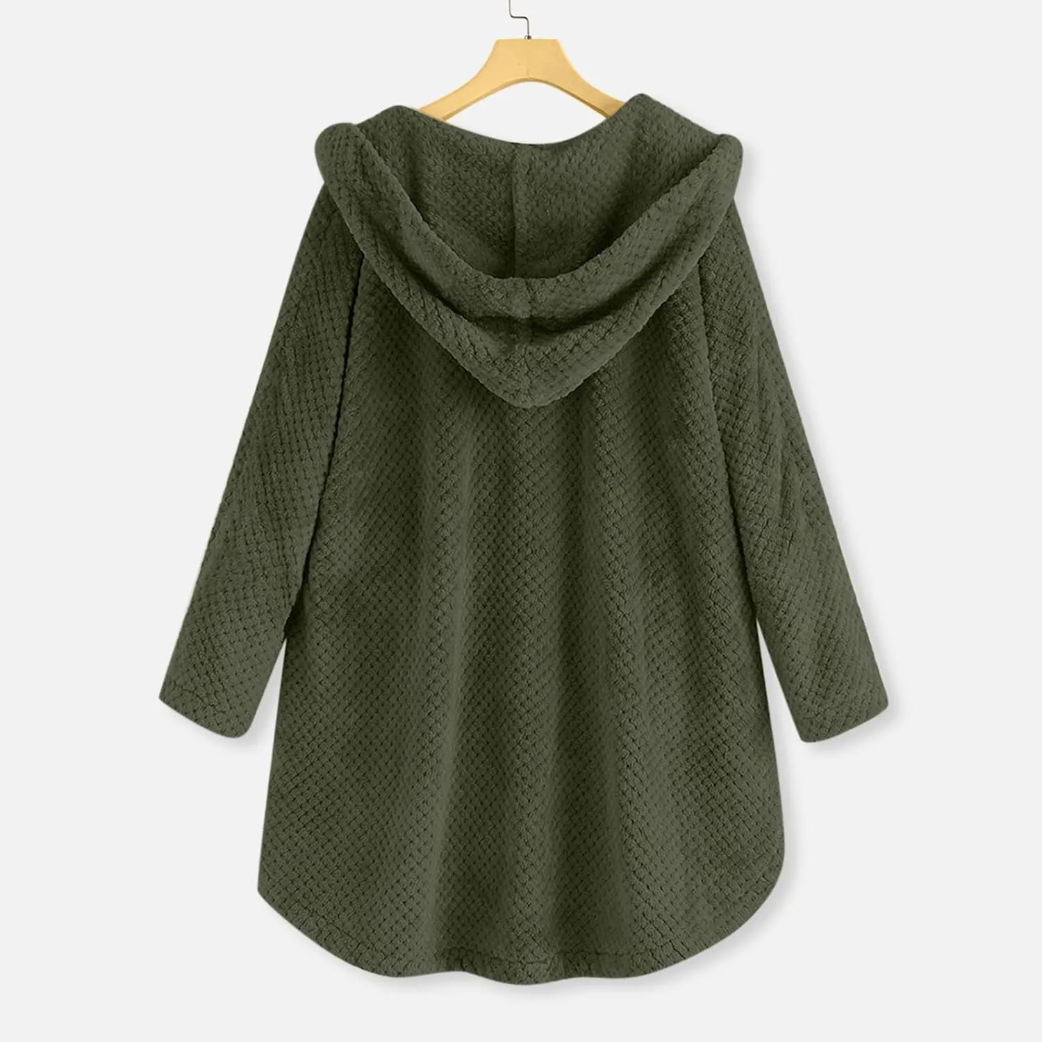 Womens Sherpa Hoodie Long Sleeve Teddy Bear Jacket Button Fluffy Pullover Fleece Faux Fur Cardigan Coats for Ladies
