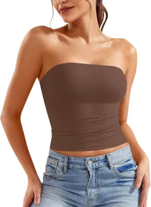 Womens Tube Top Strapless Crop Top Sexy Sleeveless Backless Bandeau Y2K Going Out 2025 Summer Outfits