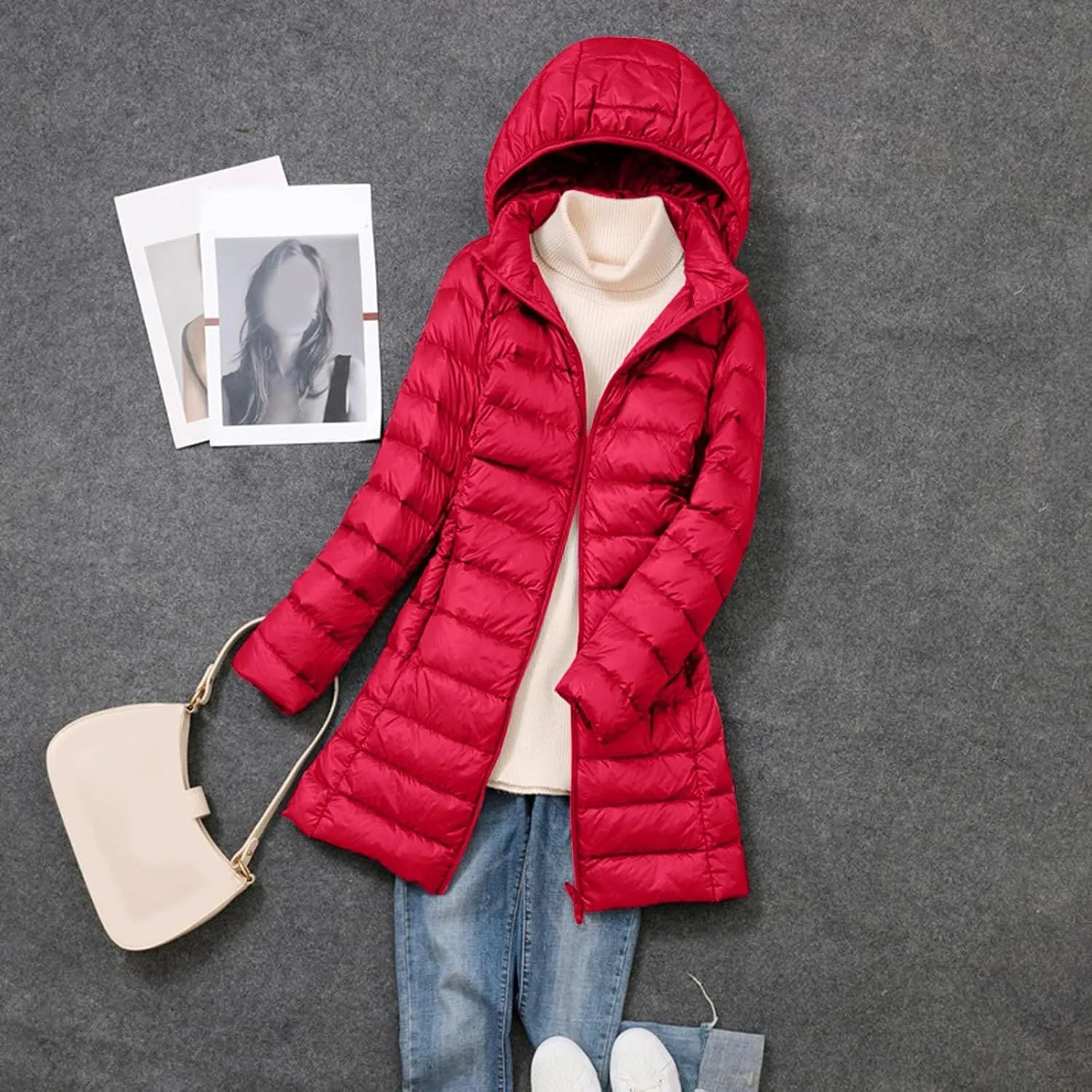 Women's Water Resistant Long Winter Coat Down Jacket Warm Puffer Jacket Parka Padded Coat Winter Outerwear
