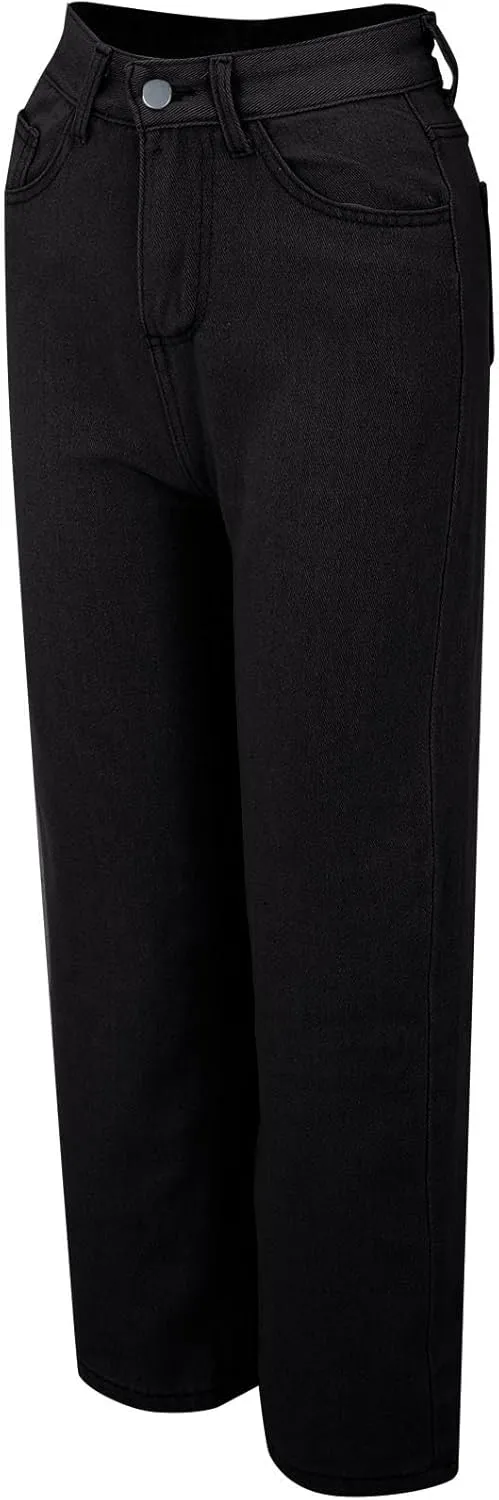 Women's Wide Leg Jeans Casual Loose High Waisted Straight Zimbaplatinum Denim Pants with Pockets