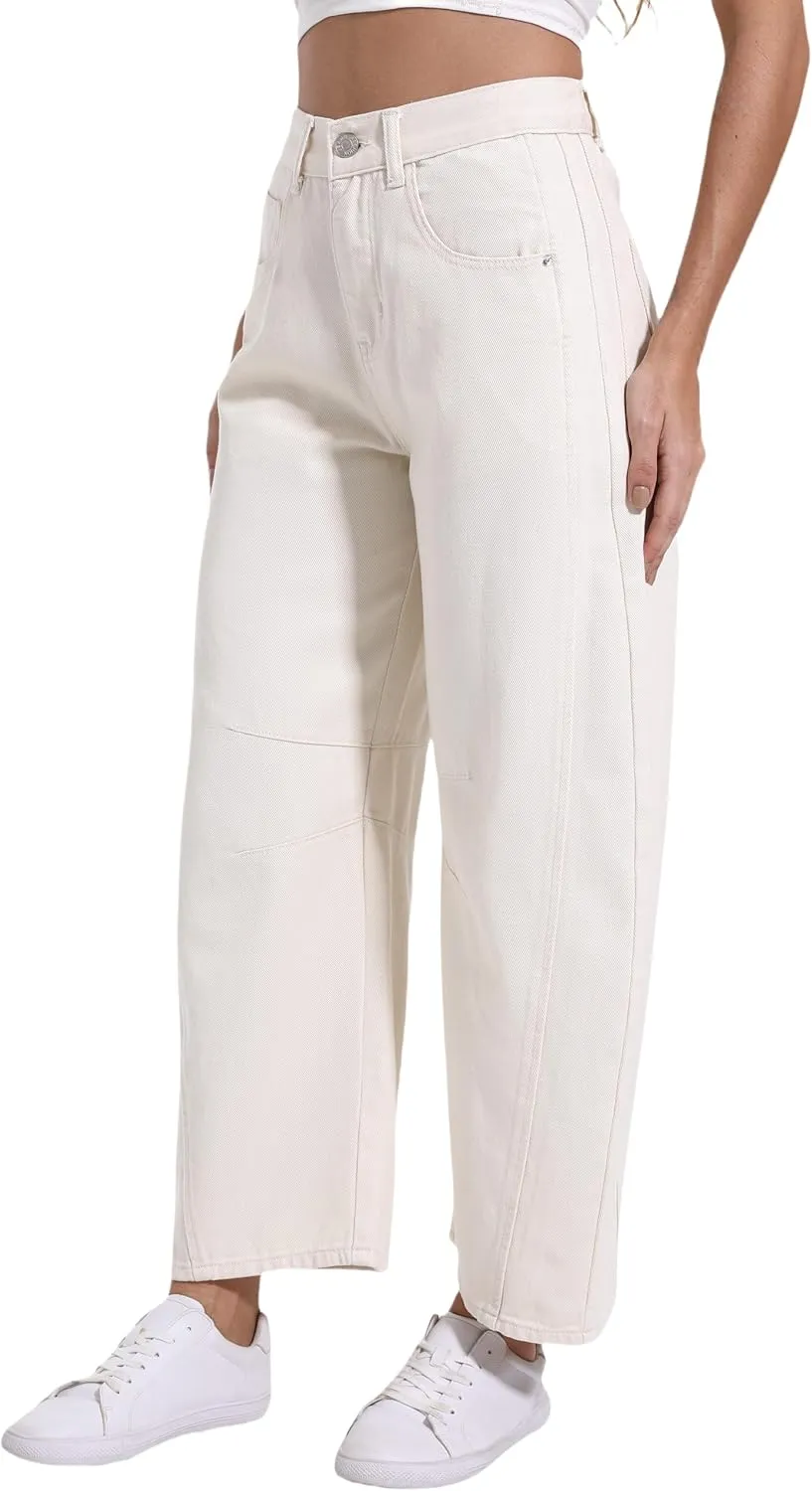 Women's Wide Leg Jeans Elastic Waist Women Trendy Denim Pants Comfortable Stretchy Jeans with Pockets
