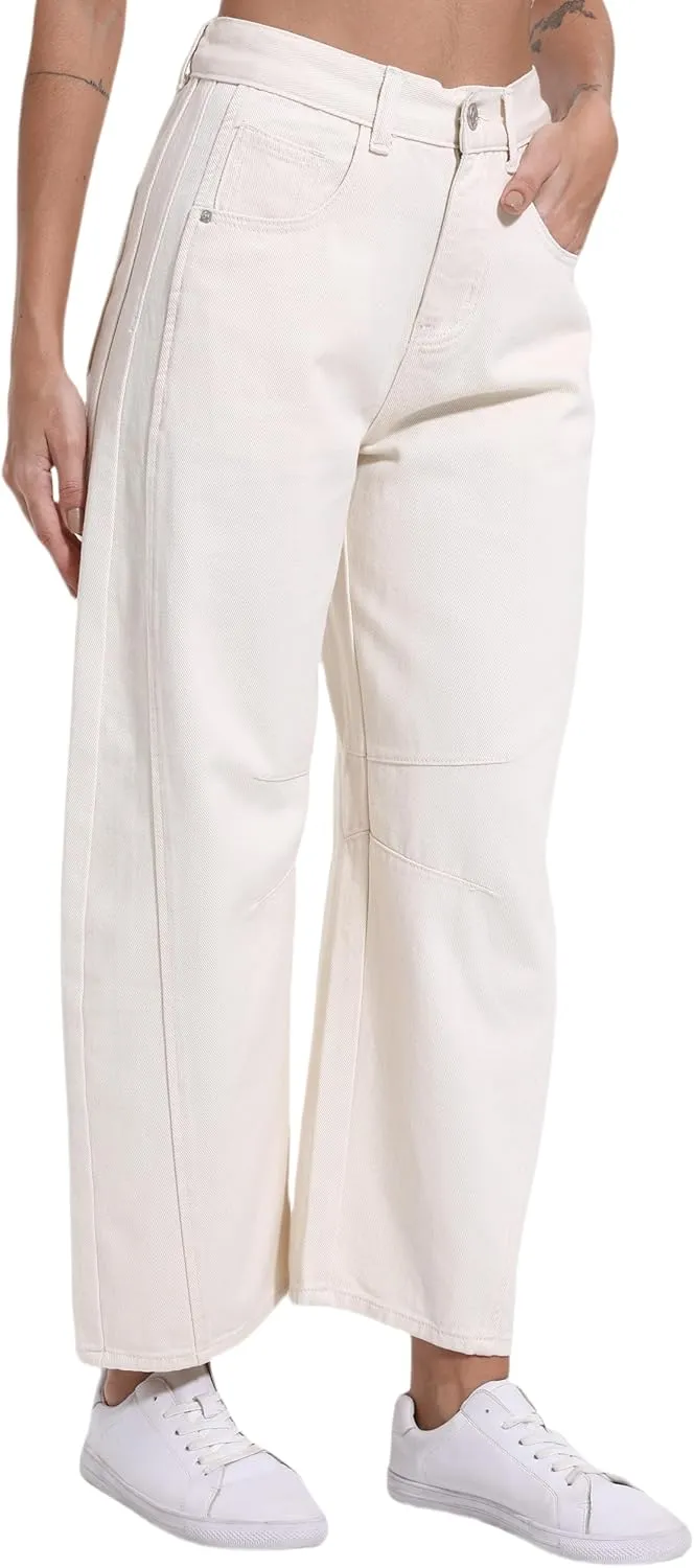 Women's Wide Leg Jeans Elastic Waist Women Trendy Denim Pants Comfortable Stretchy Jeans with Pockets