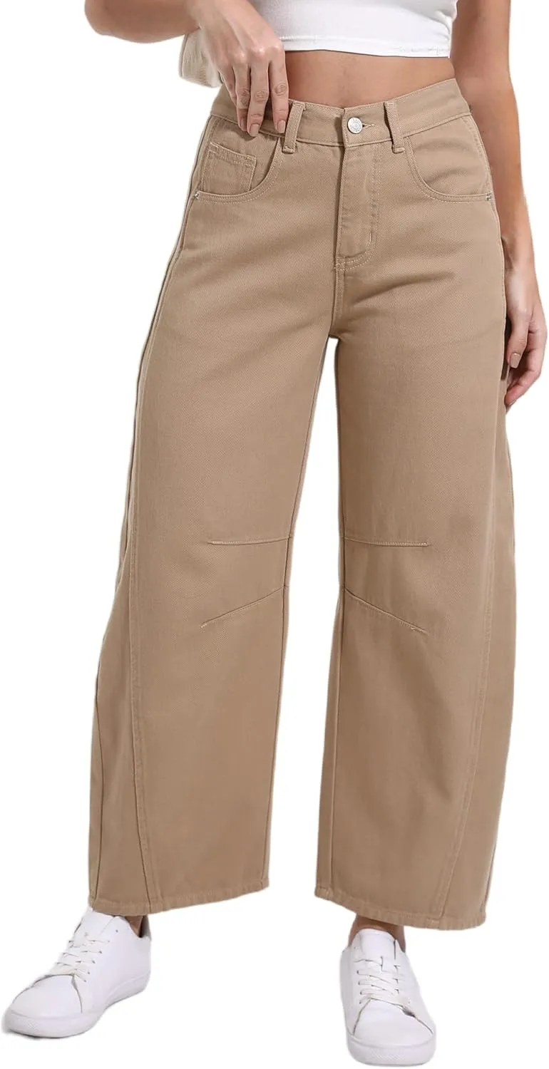 Women's Wide Leg Jeans Elastic Waist Women Trendy Denim Pants Comfortable Stretchy Jeans with Pockets