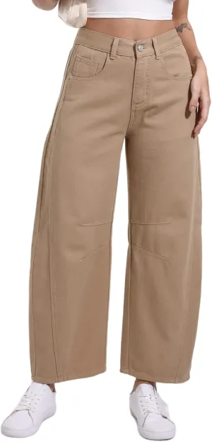 Women's Wide Leg Jeans Elastic Waist Women Trendy Denim Pants Comfortable Stretchy Jeans with Pockets