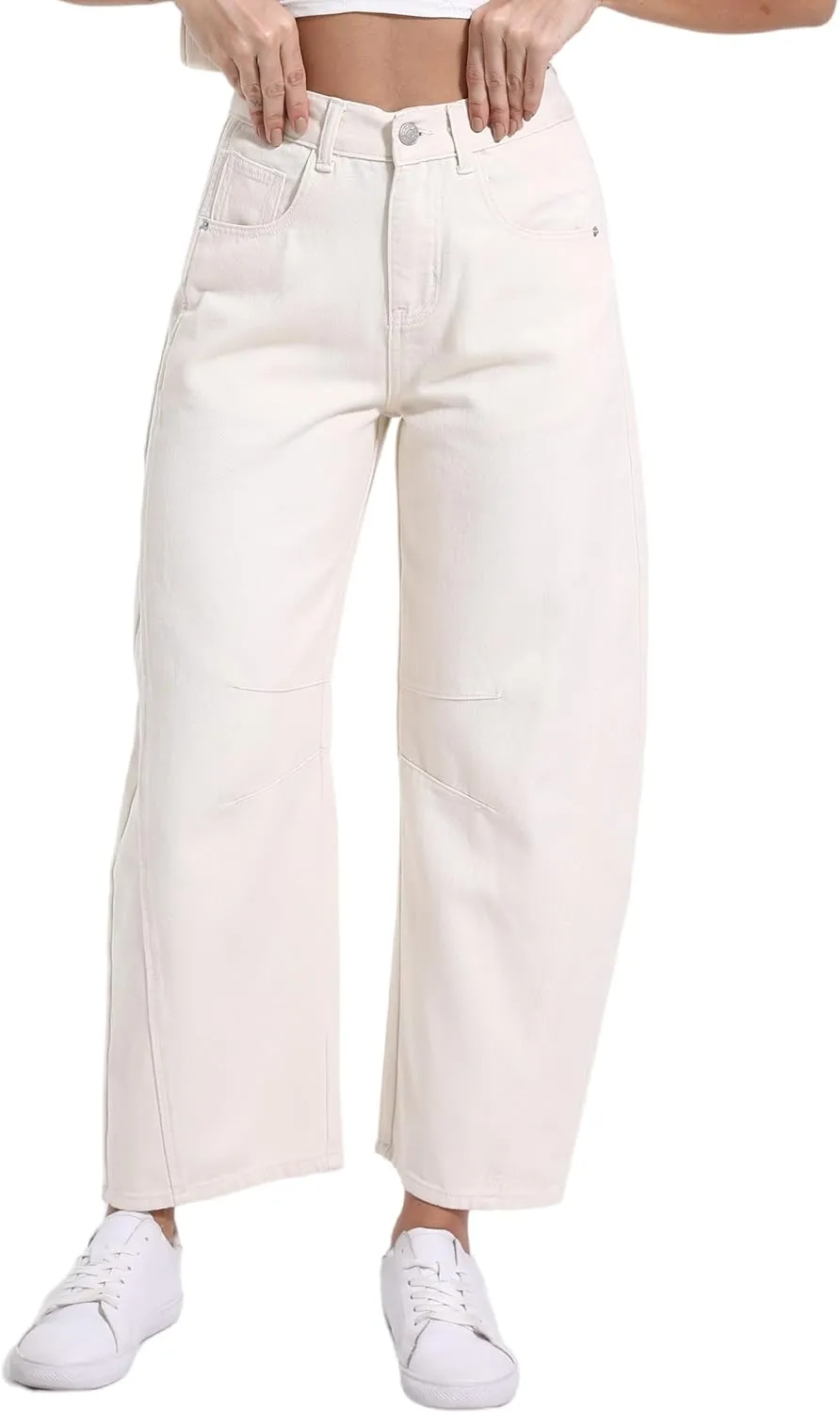 Women's Wide Leg Jeans Elastic Waist Women Trendy Denim Pants Comfortable Stretchy Jeans with Pockets