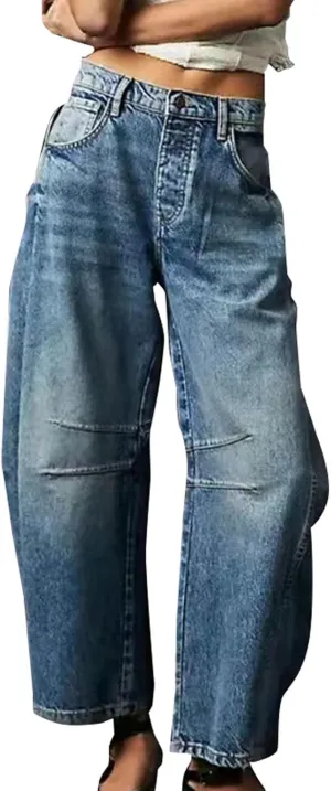 Women's Wide Leg Jeans High Waisted Jean Denim Pants with Pockets Casual Sweatpants Jeans Trousers