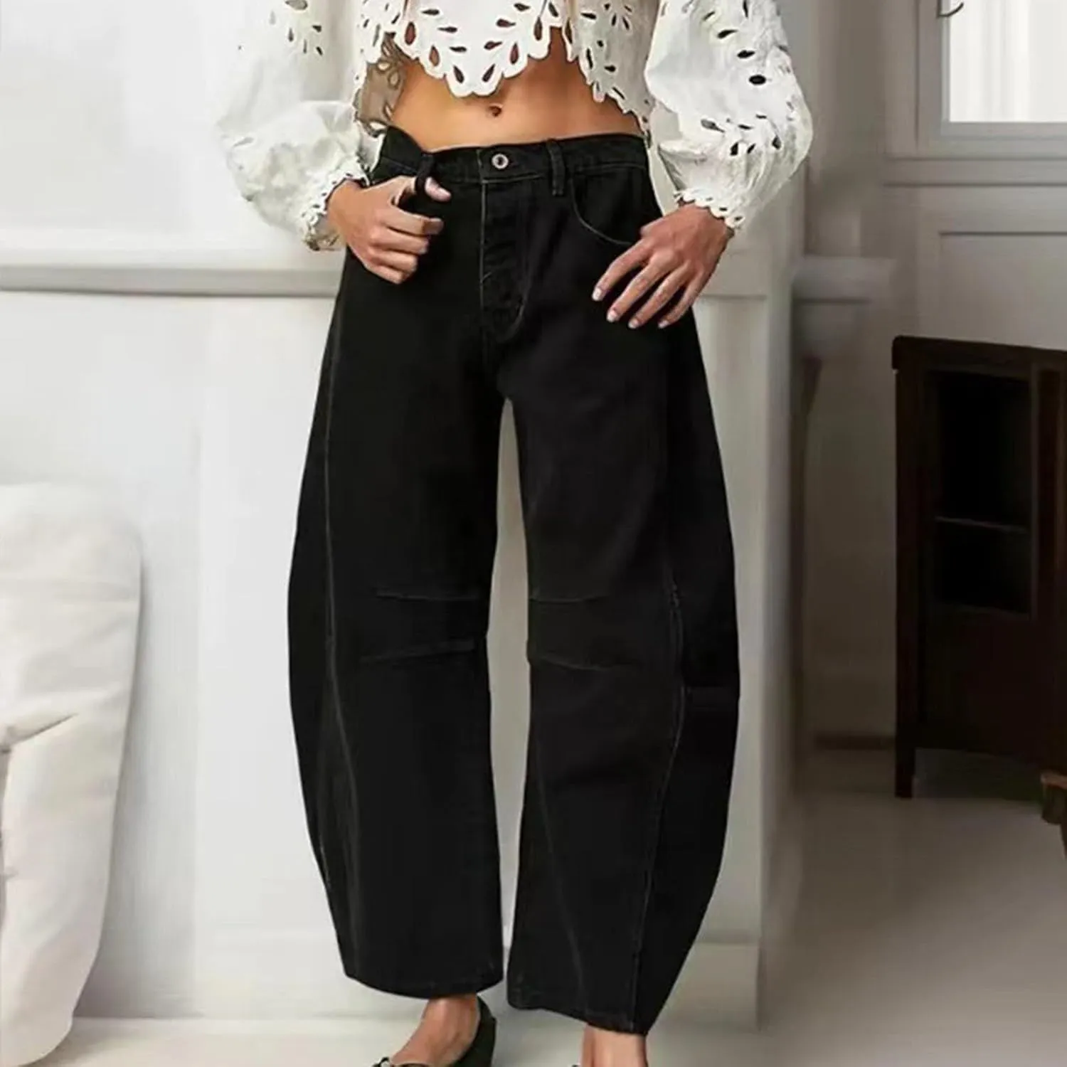 Women's Wide Leg Jeans High Waisted Jean Denim Pants with Pockets Casual Sweatpants Jeans Trousers