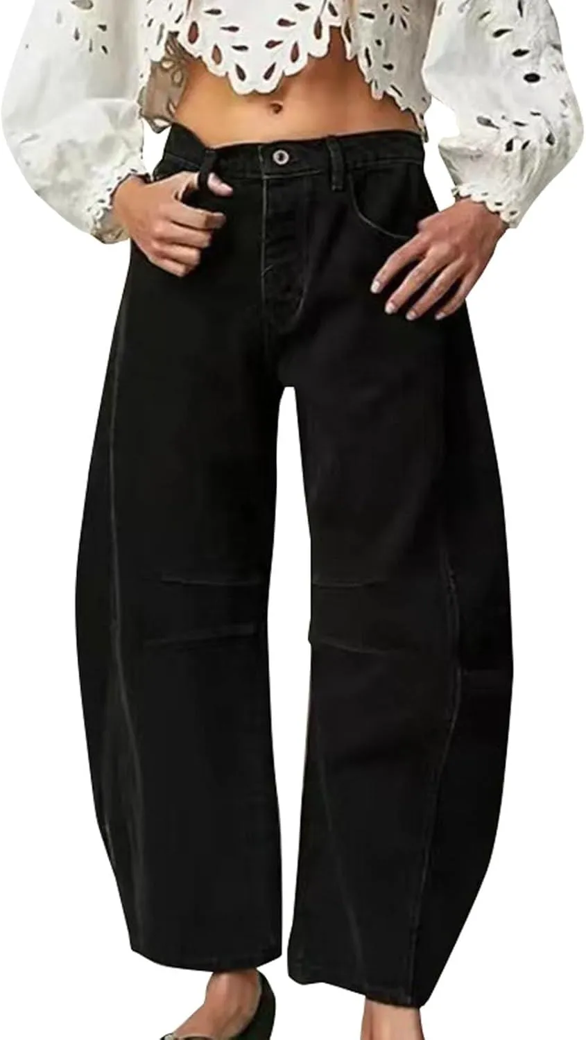 Women's Wide Leg Jeans High Waisted Jean Denim Pants with Pockets Casual Sweatpants Jeans Trousers