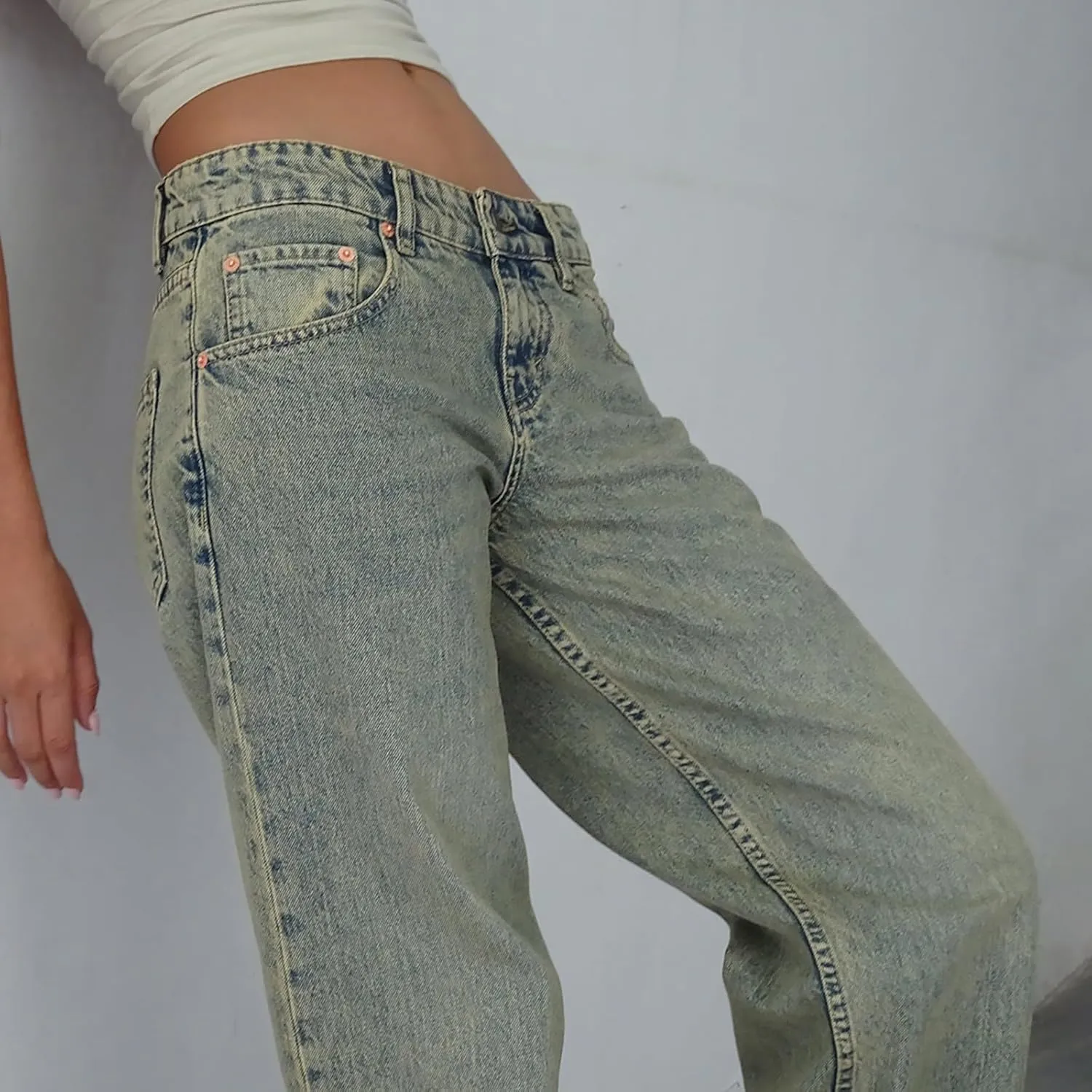 Women's Wide Leg Jeans Straight Leg Boyfriend Denim Pants Low Rise Baggy Jeans Casual Loose Jeans Y2K E-Girl Pants