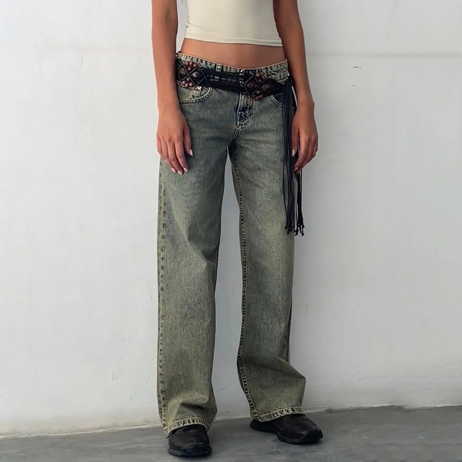 Women's Wide Leg Jeans Straight Leg Boyfriend Denim Pants Low Rise Baggy Jeans Casual Loose Jeans Y2K E-Girl Pants
