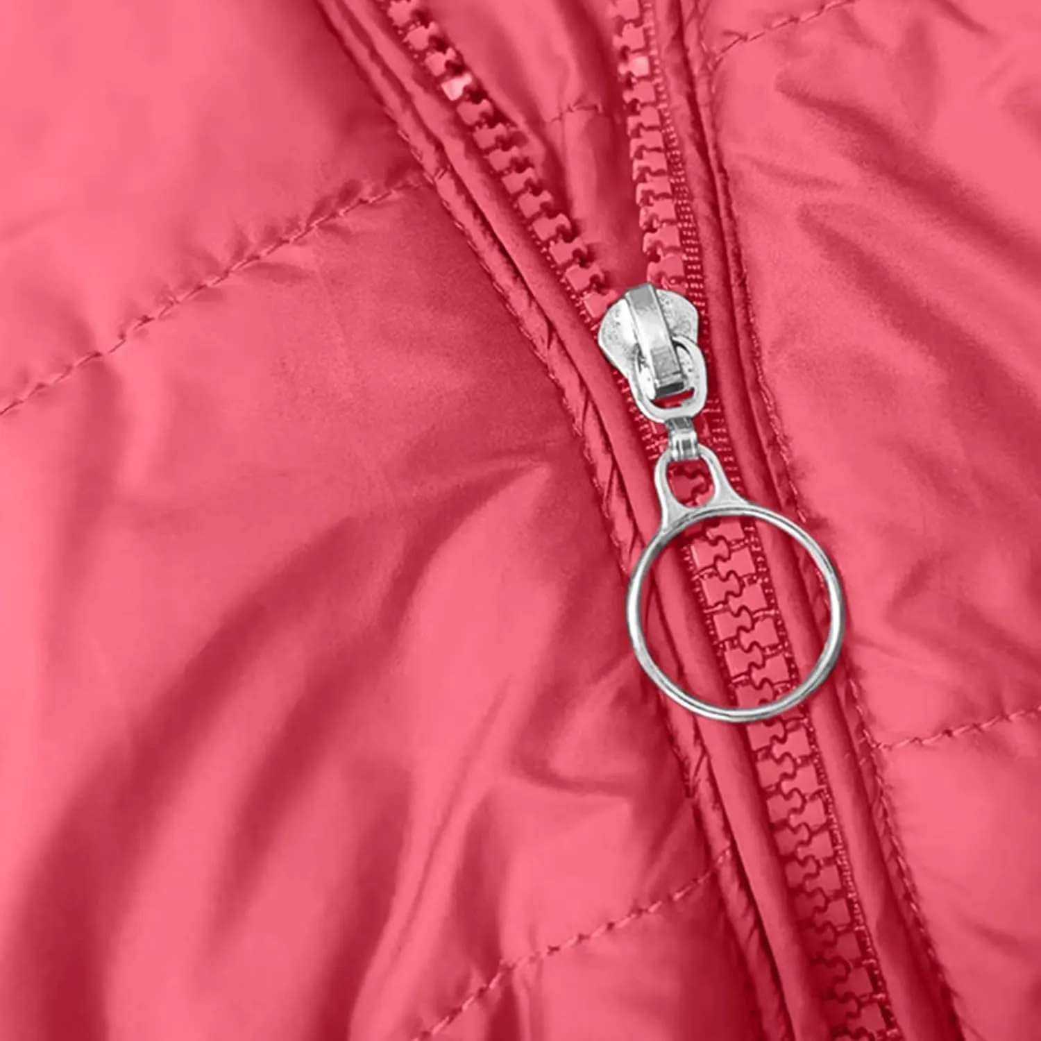 Womens Winter Jackets With Hood Warm Zipper Up Long Sleeve Mid Length Puffer Coat Solid Color Pocket Quilted Jacket