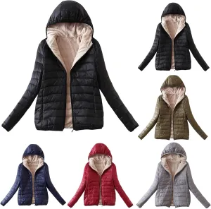 Womens Winter Puffer Jacket with Hood Fleece Lined Down Jackets Light Packable Quilted Puffer Coat