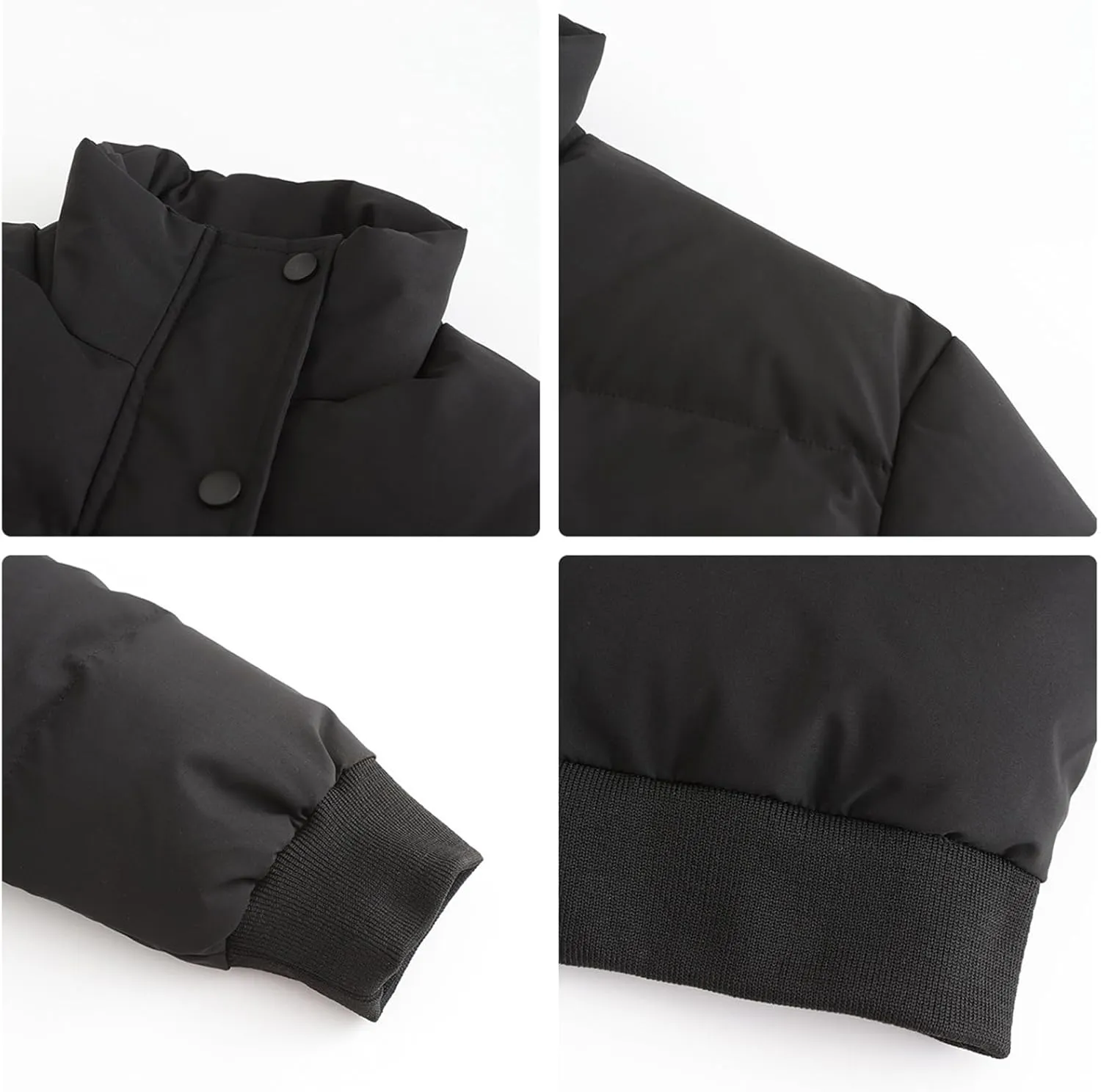 Womens Winter Quilted Jackets, Winter Warm Long Sleeve Zip up Cropped Puffer Down Jacket Coat Outerwear, Puffy Coat
