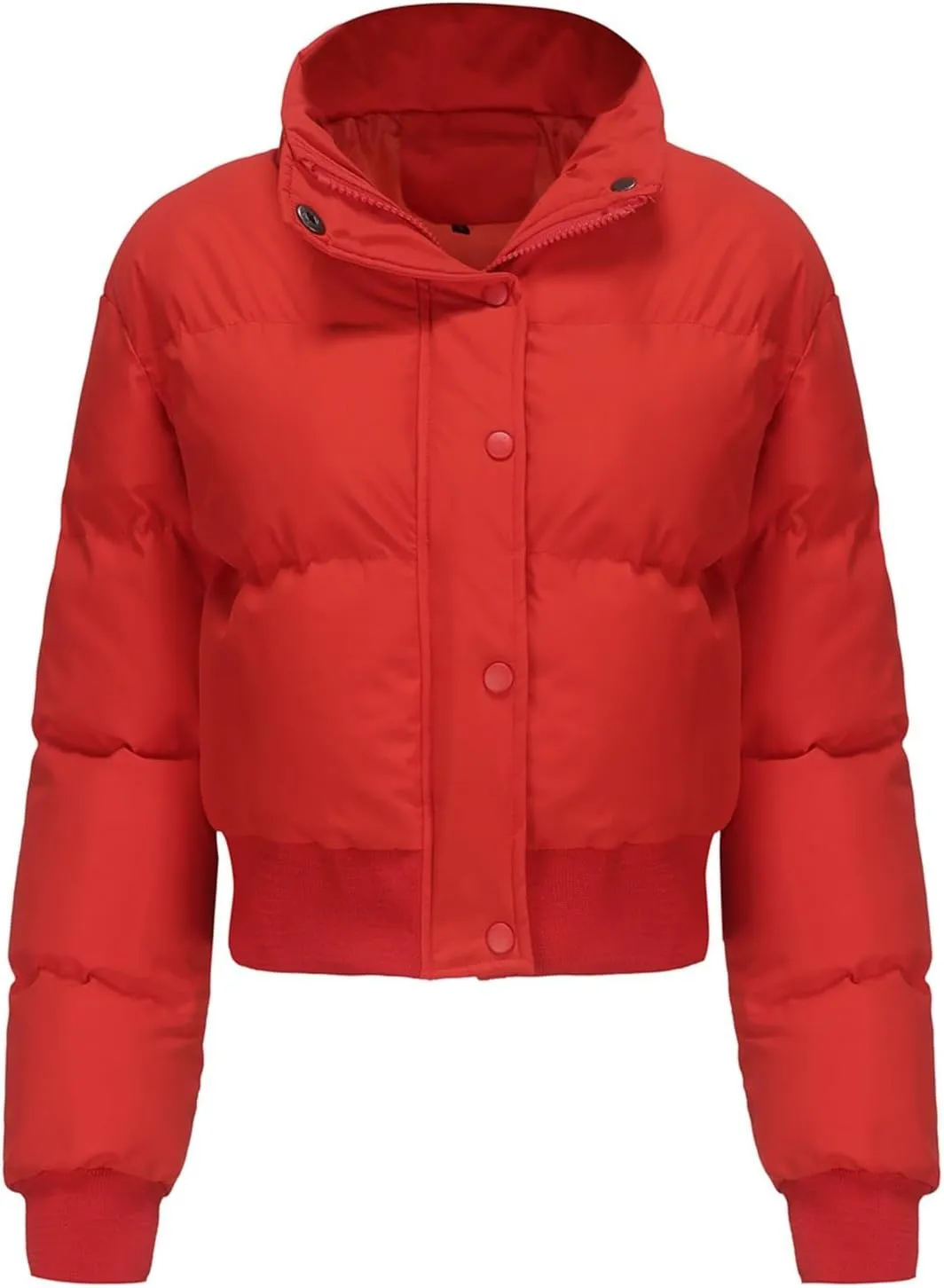 Womens Winter Quilted Jackets, Winter Warm Long Sleeve Zip up Cropped Puffer Down Jacket Coat Outerwear, Puffy Coat