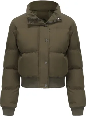 Womens Winter Quilted Jackets, Winter Warm Long Sleeve Zip up Cropped Puffer Down Jacket Coat Outerwear, Puffy Coat
