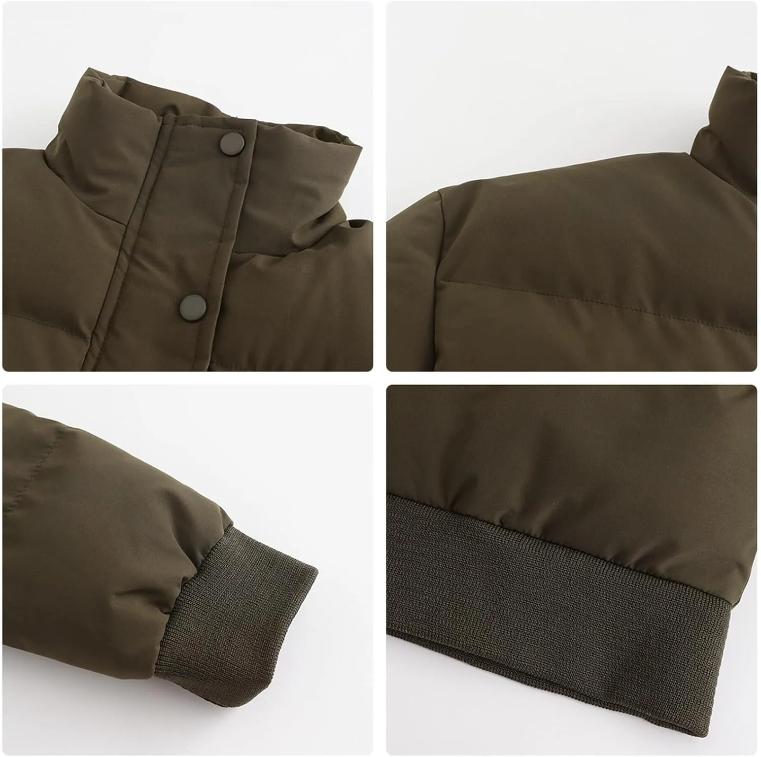Womens Winter Quilted Jackets, Winter Warm Long Sleeve Zip up Cropped Puffer Down Jacket Coat Outerwear, Puffy Coat