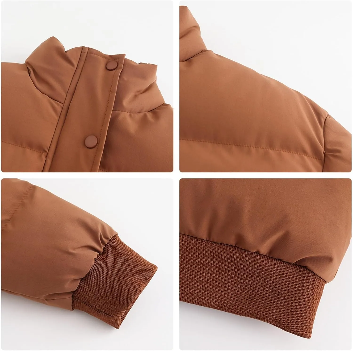 Womens Winter Quilted Jackets, Winter Warm Long Sleeve Zip up Cropped Puffer Down Jacket Coat Outerwear, Puffy Coat