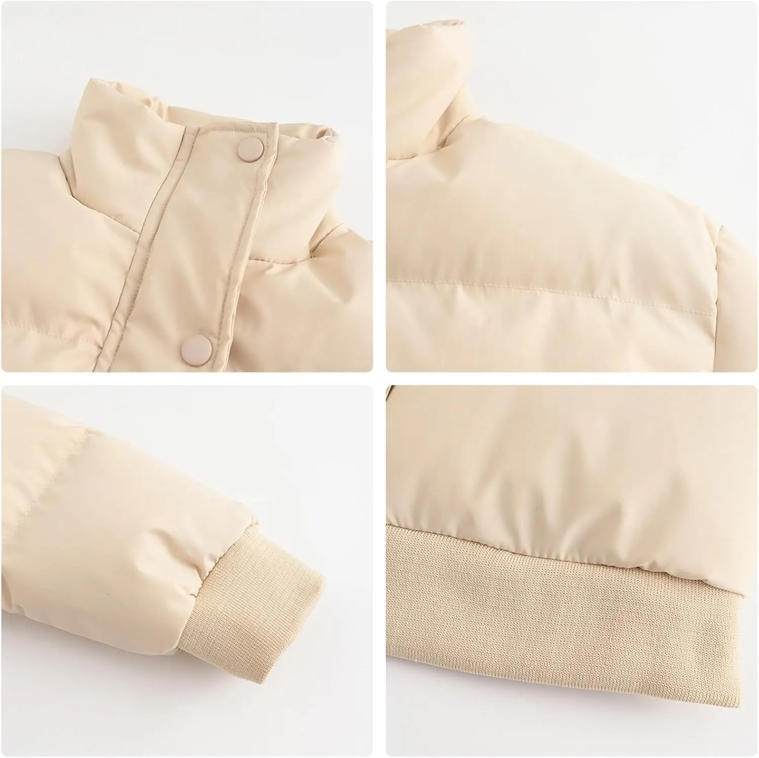Womens Winter Quilted Jackets, Winter Warm Long Sleeve Zip up Cropped Puffer Down Jacket Coat Outerwear, Puffy Coat