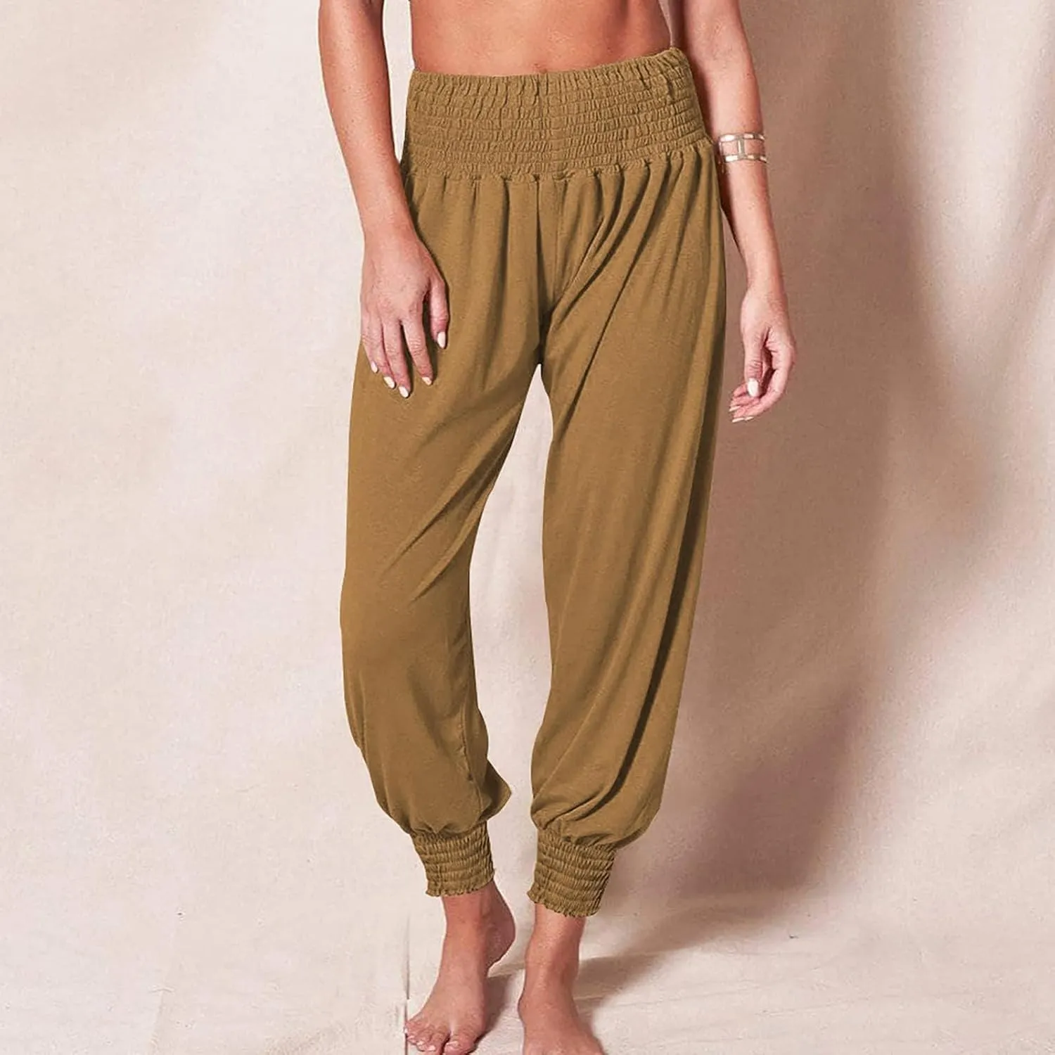 Womens Yoga Pants Comfortable Tapered Athletic Pant Harem Pant Elastic Waist Solid Color Loose Lounge Pants Trousers