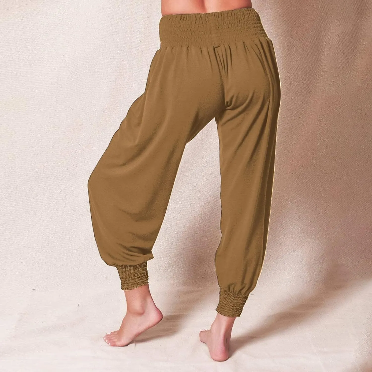 Womens Yoga Pants Comfortable Tapered Athletic Pant Harem Pant Elastic Waist Solid Color Loose Lounge Pants Trousers