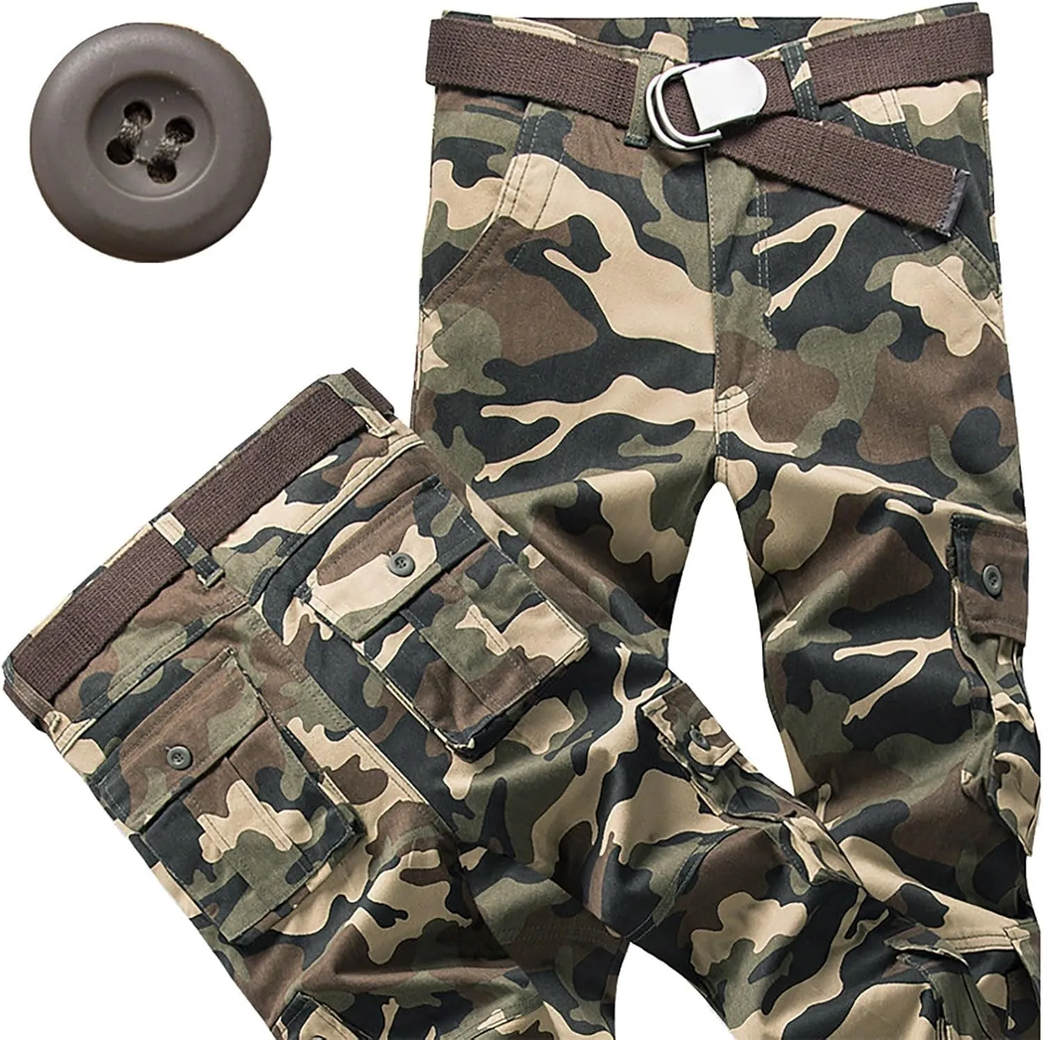Work Pants for Men Cargo Trousers Hiking Pants 8 Pocket Plain Comfort Breathable Outdoor Mens Sweatpants with Baggy