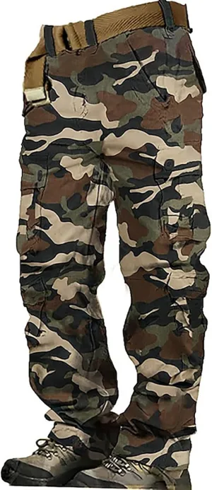 Work Pants for Men Cargo Trousers Hiking Pants 8 Pocket Plain Comfort Breathable Outdoor Mens Sweatpants with Baggy