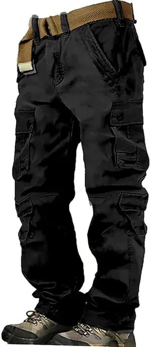 Work Pants for Men Cargo Trousers Hiking Pants 8 Pocket Plain Comfort Breathable Outdoor Mens Sweatpants with Baggy
