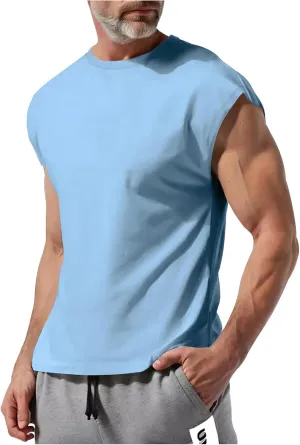 Xiaojmake Mens Workout Tank Tops Loose Athletic Sleeveless Sports T-Shirt Cap Sleeve Running Breathable Gym Muscle Tee Shirt
