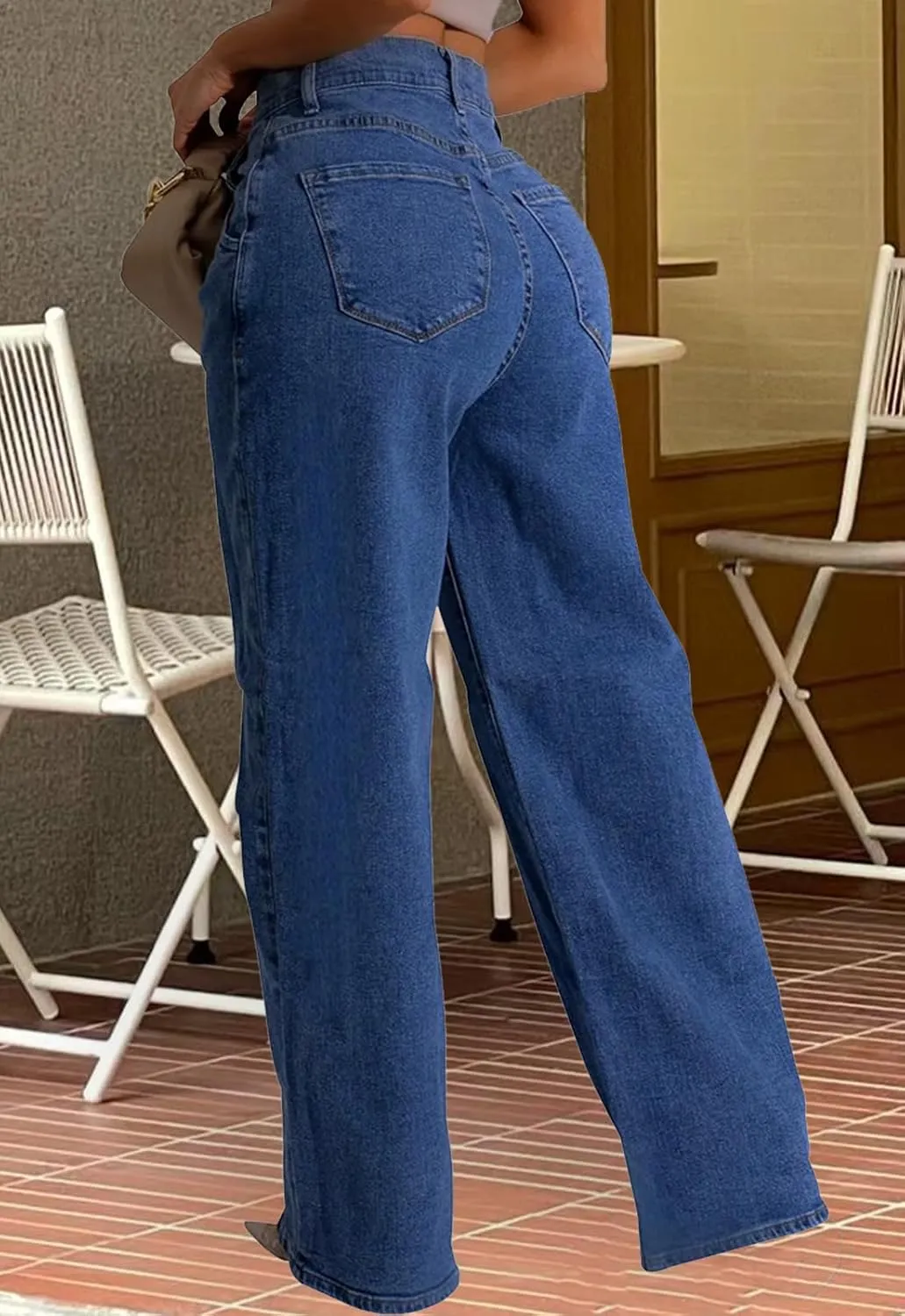 ZERMOM Women's Wide Leg Jeans Casual Stretch High Rise Baggy Loose Denim Pants