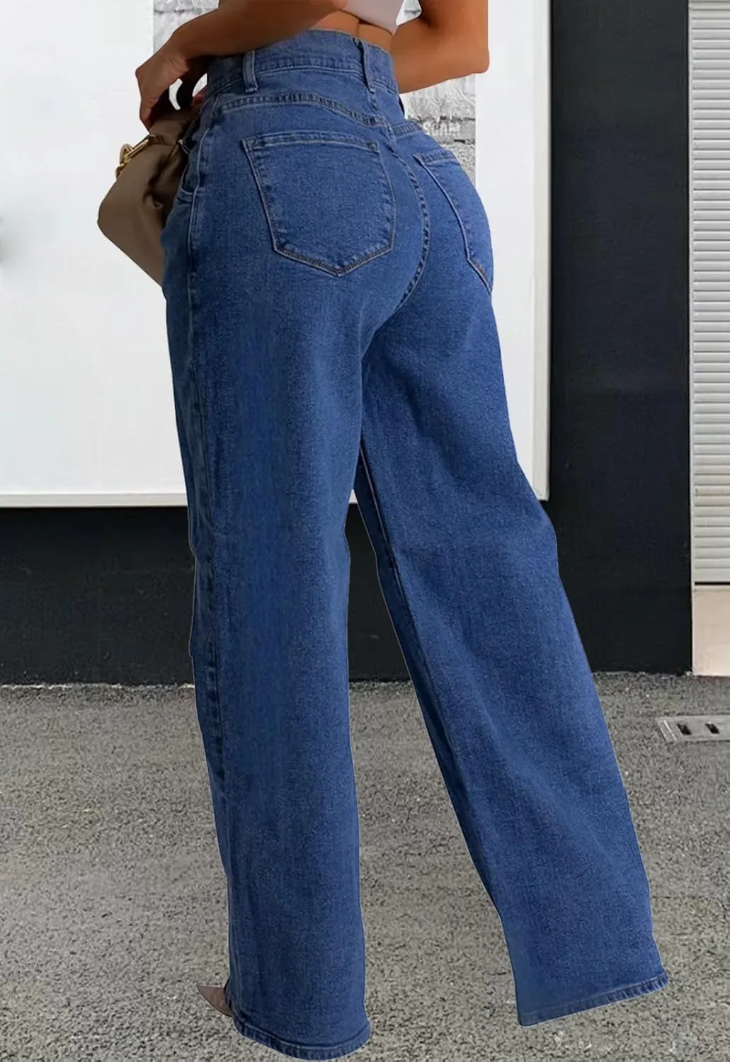 ZERMOM Women's Wide Leg Jeans Casual Stretch High Rise Baggy Loose Denim Pants