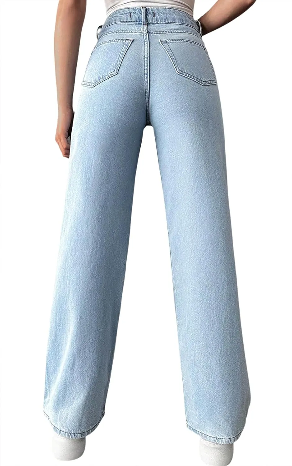 ZERMOM Women's Wide Leg Jeans Casual Stretch High Rise Baggy Loose Denim Pants