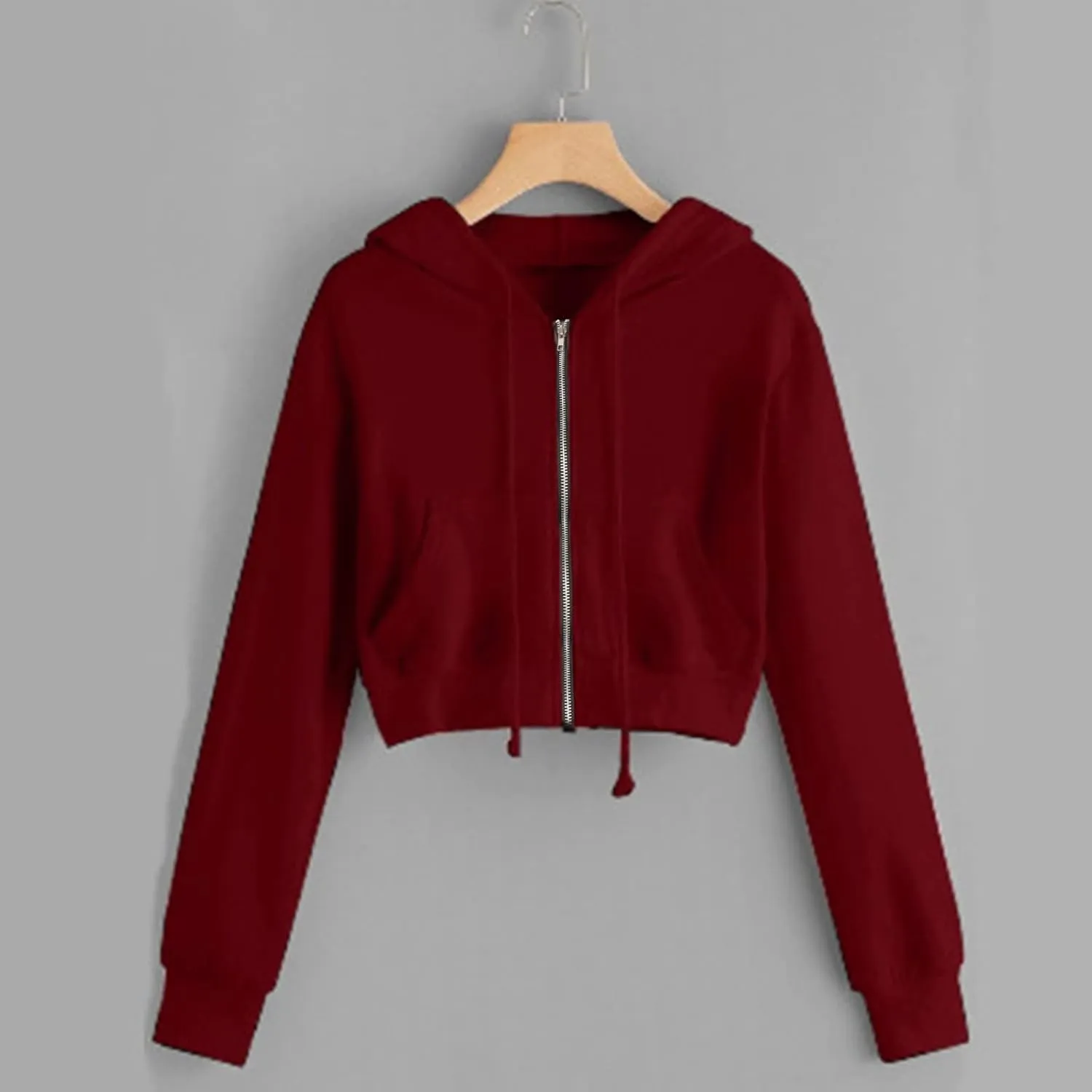 Zip Up Hoodie Women,2024 Fall Cute Trendy Crop Tops Casual Workout Long Sleeve Drawstring Hooded Sweatshirt Jacket