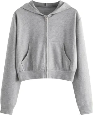 Zip Up Hoodie Women,2024 Fall Cute Trendy Crop Tops Casual Workout Long Sleeve Drawstring Hooded Sweatshirt Jacket