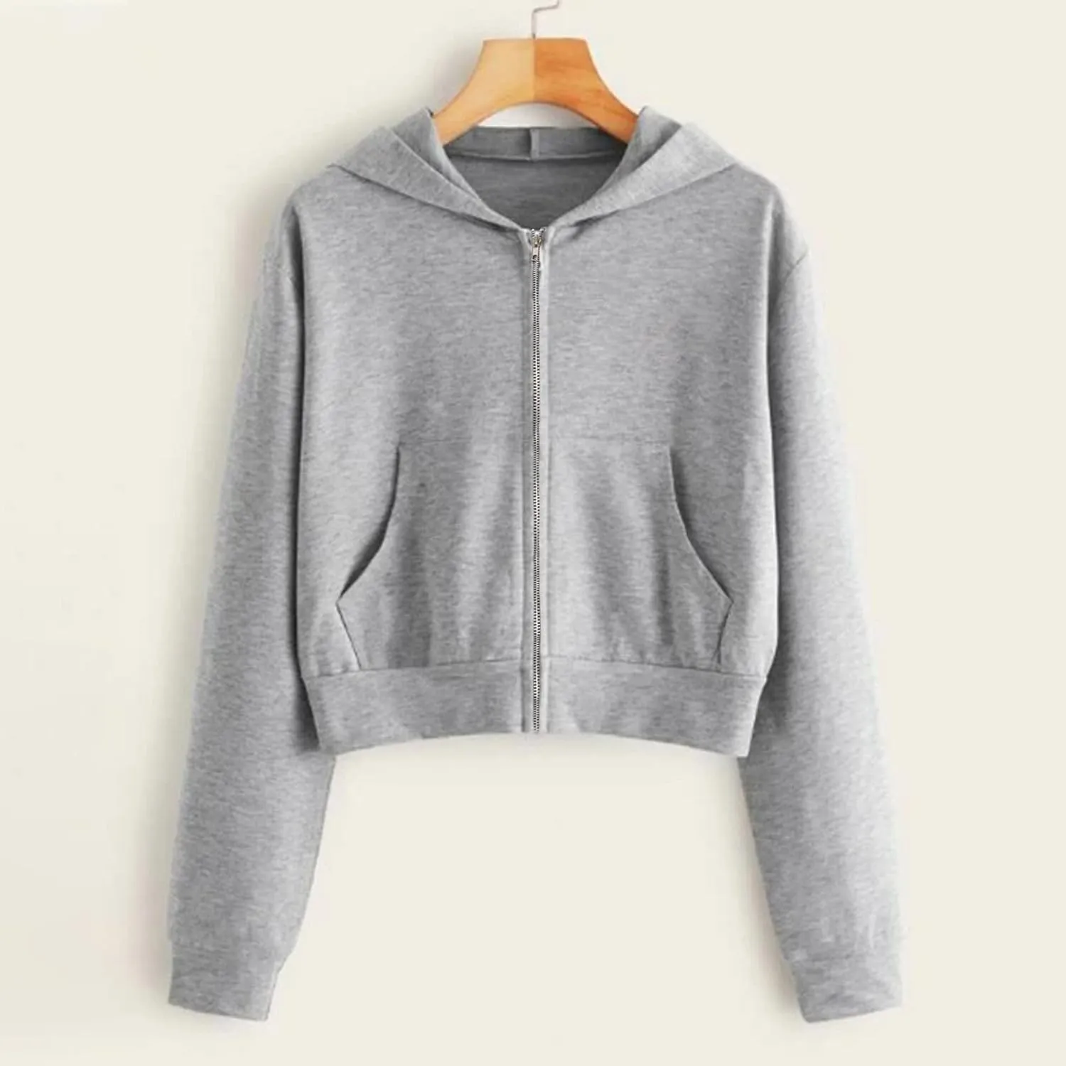 Zip Up Hoodie Women,2024 Fall Cute Trendy Crop Tops Casual Workout Long Sleeve Drawstring Hooded Sweatshirt Jacket